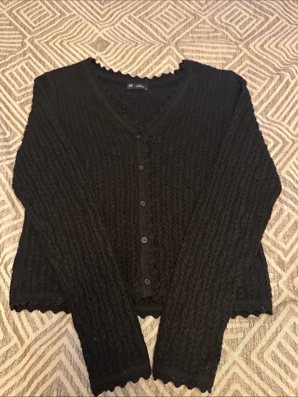 GAP Black Women's Cable-Knit Button Front Cardigan